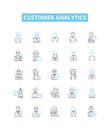 Customer analytics vector line icons set. Customer, Analytics, Segmentation, Profiling, Analysis, Trends, Retention Royalty Free Stock Photo