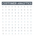 Customer analytics vector line icons set. Customer, Analytics, Segmentation, Profiling, Analysis, Trends, Retention Royalty Free Stock Photo