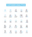 Customer analytics vector line icons set. Customer, Analytics, Segmentation, Profiling, Analysis, Trends, Retention Royalty Free Stock Photo