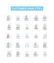 Customer analytics vector line icons set. Customer, Analytics, Segmentation, Profiling, Analysis, Trends, Retention Royalty Free Stock Photo