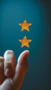 Customer approval Closeup of finger tapping five star excellent rating for satisfaction Royalty Free Stock Photo