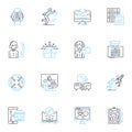 Customer assistance linear icons set. Support, Service, Help, Assistance, Guidance, Care, Aid line vector and concept