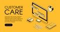 Customer care service vector halftone illustration