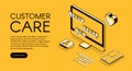 Customer care service vector halftone illustration Royalty Free Stock Photo