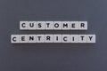 Customer Centricity word made of square letter word on grey background Royalty Free Stock Photo