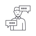 Customer complaint icon, linear isolated illustration, thin line vector, web design sign, outline concept symbol with