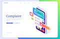 Customer complaint isometric landing page, review