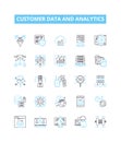Customer data and analytics vector line icons set. customer, data, analytics, insights, profiling, segmentation Royalty Free Stock Photo
