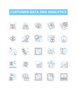 Customer data and analytics vector line icons set. customer, data, analytics, insights, profiling, segmentation Royalty Free Stock Photo