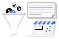 Customer data funnel processing and online storefront interface representation Royalty Free Stock Photo