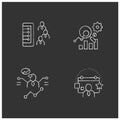 Customer data platform chalk icons set