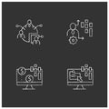 Customer data platform chalk icons set