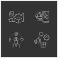 Customer data platform chalk icons set