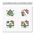 Customer data platform color icons set