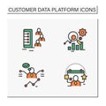 Customer data platform color icons set Royalty Free Stock Photo
