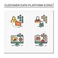 Customer data platform color icons set Royalty Free Stock Photo