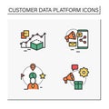 Customer data platform color icons set
