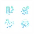 Customer data platform gradient icons set