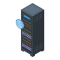 Customer database server stand icon, isometric style