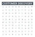 Customer discovery vector line icons set. Research, Insights, Customers, Feedback, Validation, Interviews, Analysis