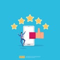 customer evaluating concept with five star good rating feedback. clients satisfaction and positive review experience with stars Royalty Free Stock Photo