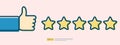 customer evaluating concept with five star good rating feedback. clients satisfaction and positive review experience with stars Royalty Free Stock Photo