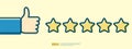 customer evaluating concept with five star good rating feedback. clients satisfaction and positive review experience with stars Royalty Free Stock Photo