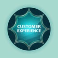 Customer Experience magical glassy sunburst blue button sky blue background