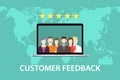 Customer feedback concept with star rating and laptop Royalty Free Stock Photo