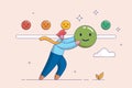 Customer feedback giving rating based on experience or quality from product and service. Opinion and review to evaluate
