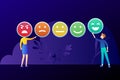 Customer feedback giving rating based on experience or quality from product, The scale of emotions with smiles.