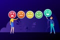 Customer feedback giving rating based on experience or quality from product, The scale of emotions with smiles. Royalty Free Stock Photo