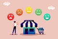 The scale of emotions with smiles. Customer feedback giving rating based on experience or quality from product