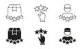 Customer Feedback In Online Shopping Line and Silhouette Icon Set. Client Satisfaction Symbol Collection. Five Stars