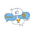 Customer feedback and satisfaction icons in speech bubbles vector Royalty Free Stock Photo