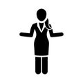 Customer, female, talking icon. Black vector graphics Royalty Free Stock Photo
