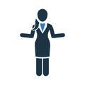 Customer, female, talking icon. Simple editable vector illustration Royalty Free Stock Photo