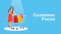 Customer focus. 3D target icon with text along. vector illustration