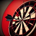 Customer-Focused Bulls-Eye: Red Dartboard and Black Arrow