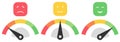 Customer icon emotions satisfaction meter with different symbol on white