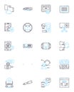 Customer identity linear icons set. Authentication, Verification, Identification, Validation, Authorization