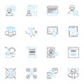 Customer identity linear icons set. Authentication, Verification, Identification, Validation, Authorization