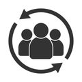 Customer interaction icon. Client returning or renention symbol