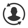 Customer interaction icon. Client returning or renention symbol