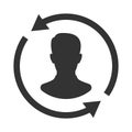 Customer interaction icon. Client returning or renention symbol