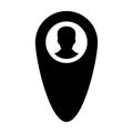 Customer Journey Icon - User Profile Vector Avatar With Map Location Marker Pin To Navigate Person In Glyph Pictogram