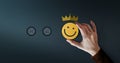 Customer Loyalty Concept. Client Experiences. Happy Customer giving Positive Services Rating for Satisfaction present by Smiling