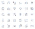 Customer loyalty line icons collection. Retention, Satisfaction, Advocacy, Trust, Commitment, Loyalty, Rewards vector