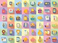 Customer loyalty program icons set flat vector. Reward member