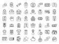 Customer loyalty program icons set outline vector. Reward member